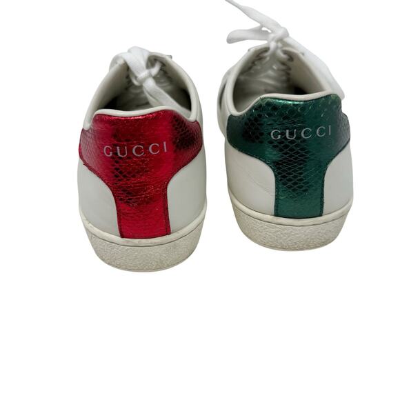 Gucci Ace Bee Embroidered Leather Sneakers White Size 39.5 US 9.5 - Picture 7 of 10